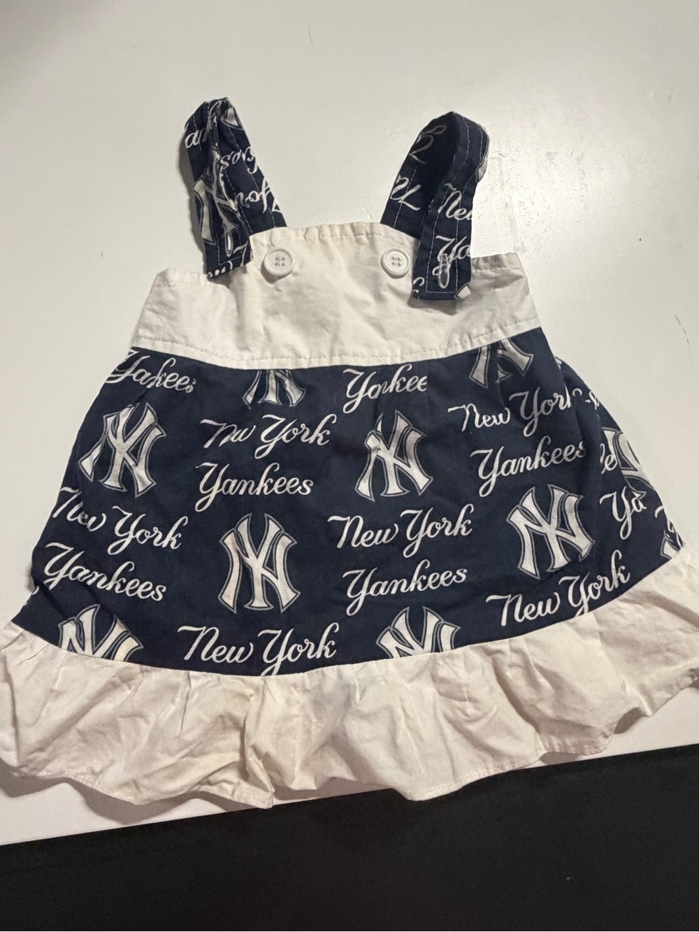 NY Yankees 3-6 month toddler Girls Navy & White Ruffle Tank Dress - MLB Kids